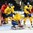 GRAND FORKS, NORTH DAKOTA - APRIL 23: Canada's Jordan Kyrou #25 makes a third period goal against Sweden's Filip Gustavsson #1 during semifinal round action at the 2016 IIHF Ice Hockey U18 World Championship. (Photo by Matt Zambonin/HHOF-IIHF Images)

